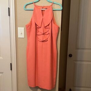 Elegant Coral Sleeveless Dress